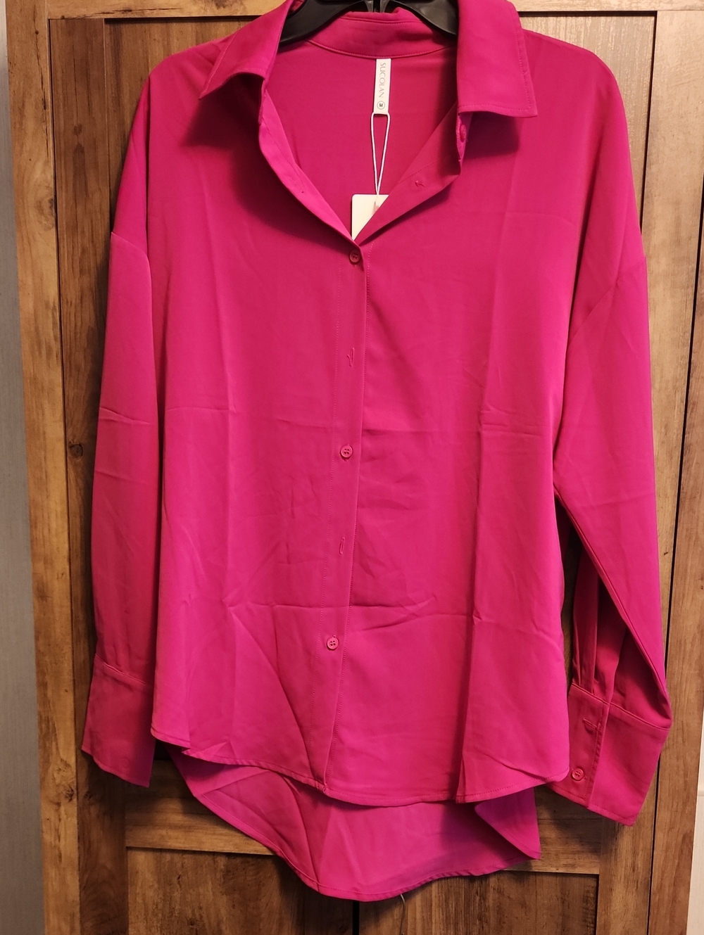 Women’s Fuchsia Button-Down Blouse